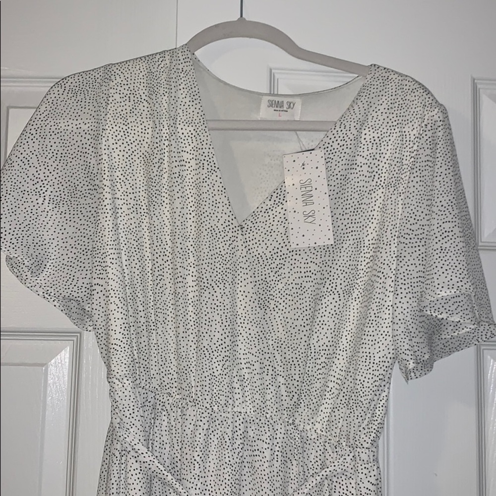Black and white polkadot dress